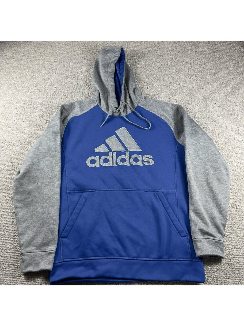 Adidas Embroidered Climawarm Hoodie Blue Gray Men’s Size Medium